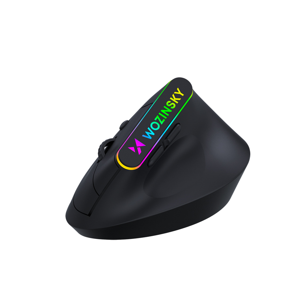 Wozinsky WMG-1164 Belaidis Vertikalus Ergonominis Žaidimų Pelė 3600 DPI su RGB Apšvietimu - Juoda