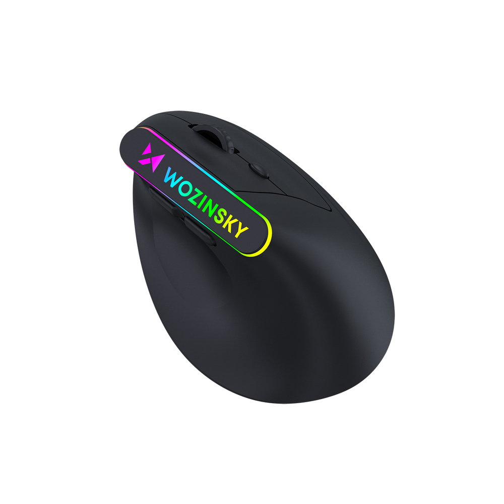 Wozinsky WMG-1164 Belaidis Vertikalus Ergonominis Žaidimų Pelė 3600 DPI su RGB Apšvietimu - Juoda
