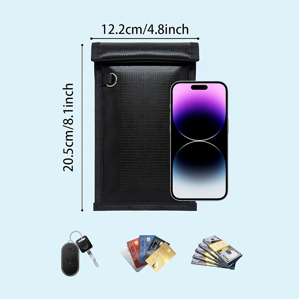Pelensiui atsparūs RFID telefono dėklas OTN-27 su signalo blokavimo funkcija 27x12.3 cm - juodas