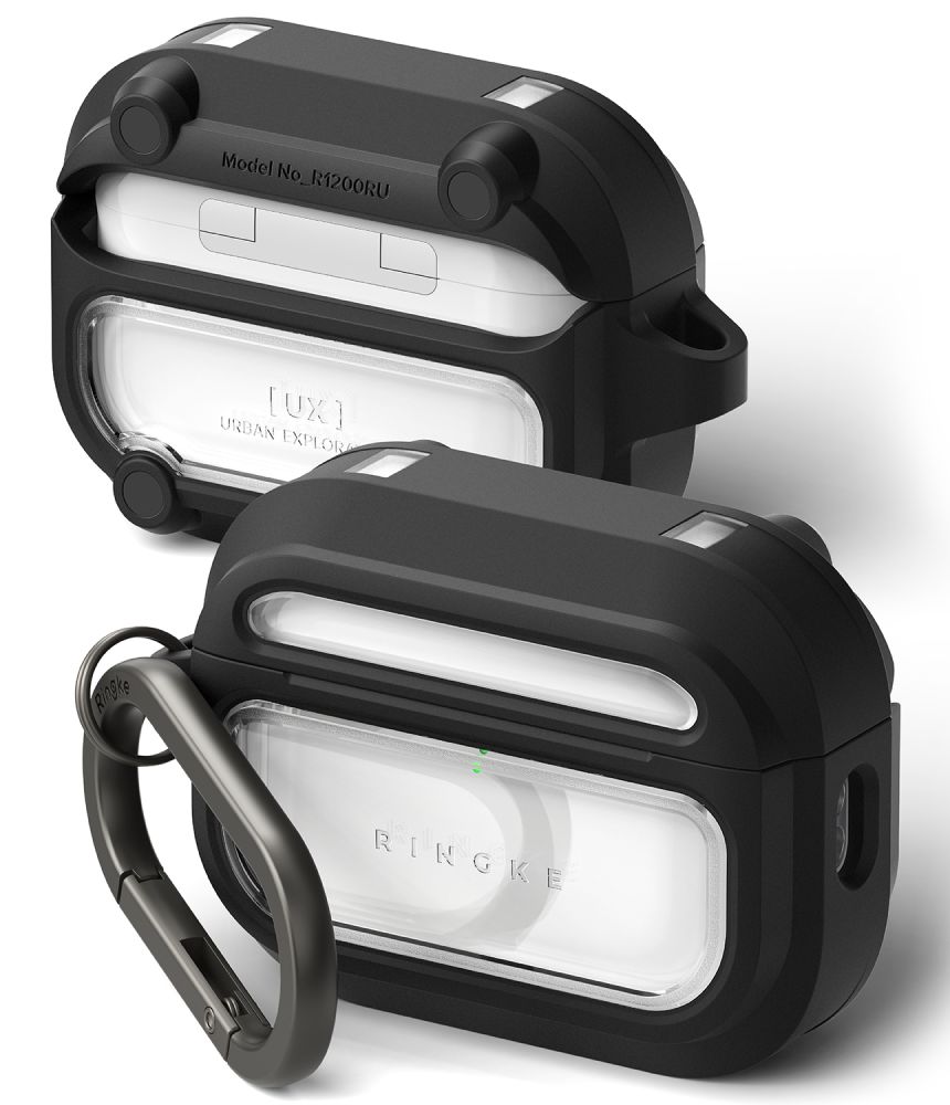 Dėklas Ringke UX Magnetic MagSafe Apple AirPods Pro 3, juodas/skaidrus