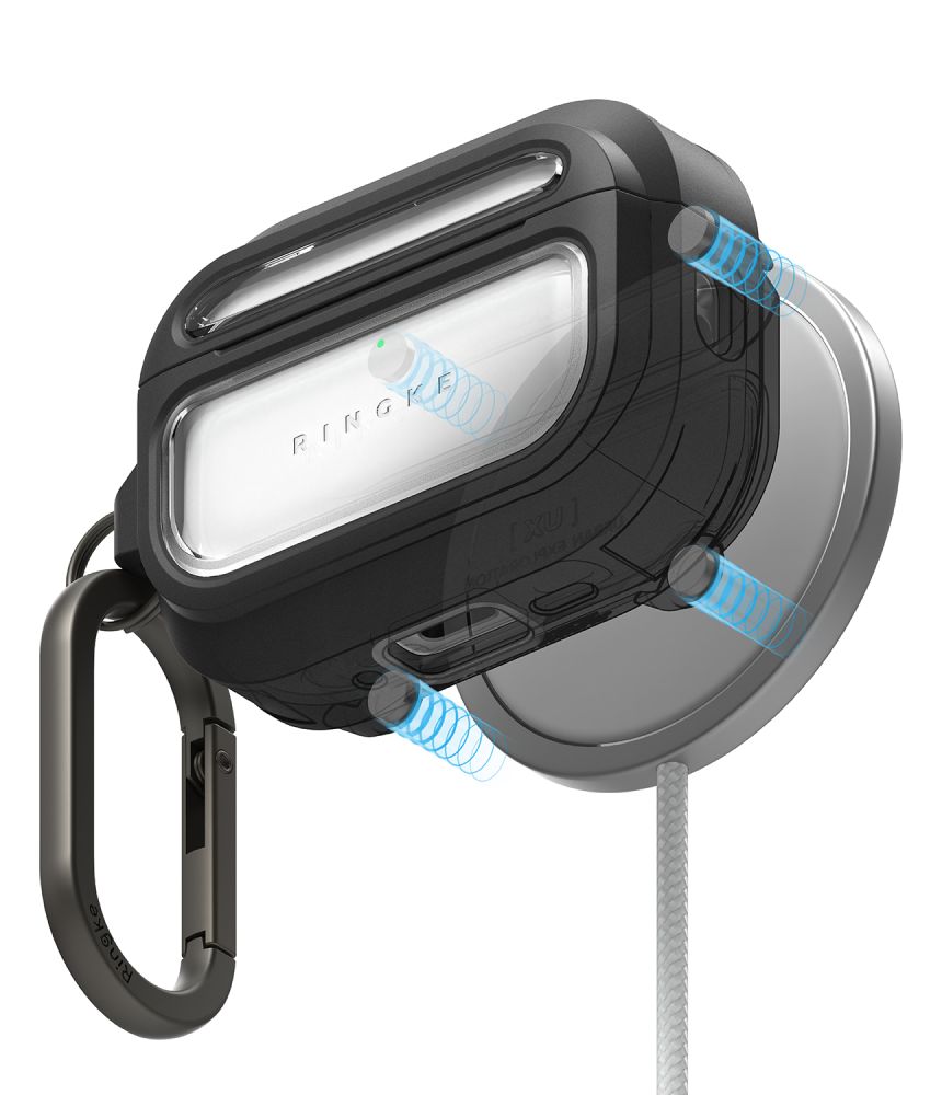 Dėklas Ringke UX Magnetic MagSafe Apple AirPods Pro 3, juodas/skaidrus