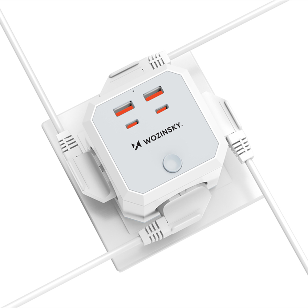Wozinsky WKZ-4B Power Cube 4x AC 2x USB-A 2x USB-C PD 20 W 4000 W - Balta