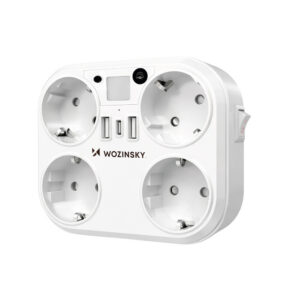 Wozinsky WRS-2B 4x AC 2x USB-A 1x USB-C 4000 W Lizdų šaklys su žibintu - balta
