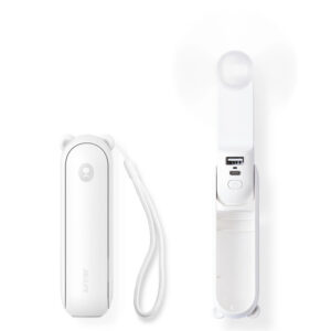 Jisulife Handheld Fan Life8 Plus nešiojamasis USB ventiliatorius su maitinimo banka ir žibintuvėliu - balta
