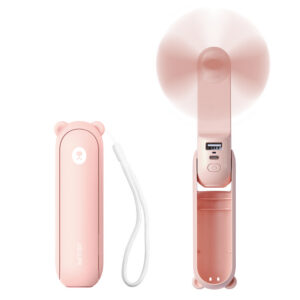 Jisulife Handheld Fan Life8 Nešiojamas USB ventiliatorius su energijos banko funkcija 2000mAh ir žibintu - rožinė