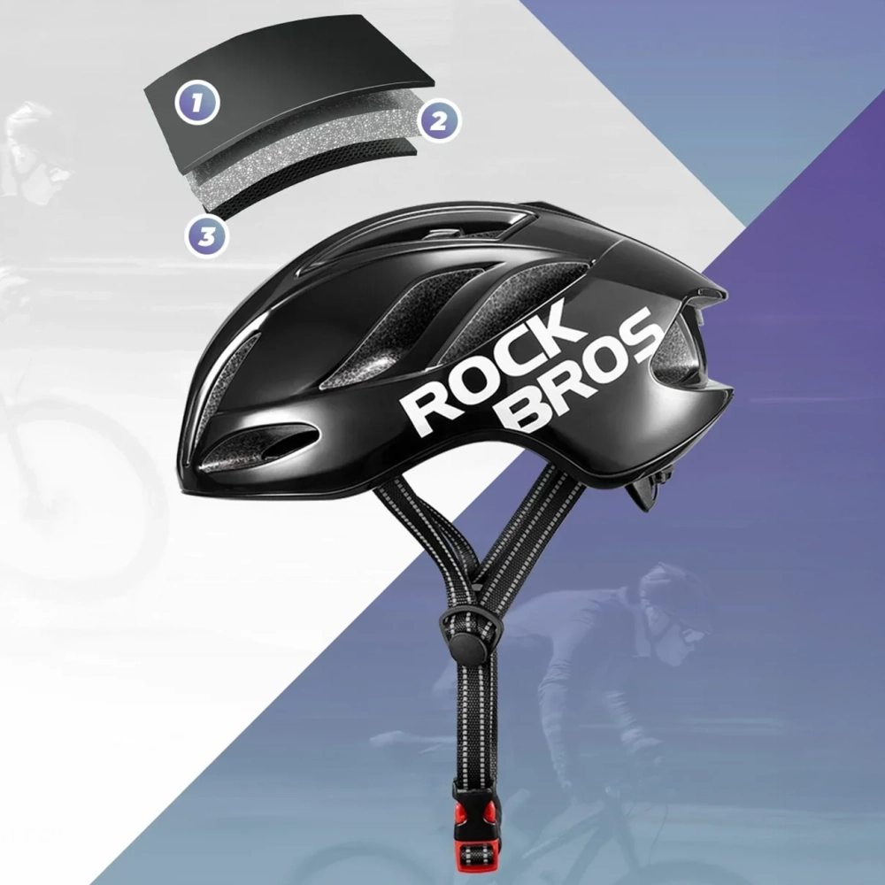 Rockbros TS-42 lengvas dviračio šalmas 58-62 cm - juodas