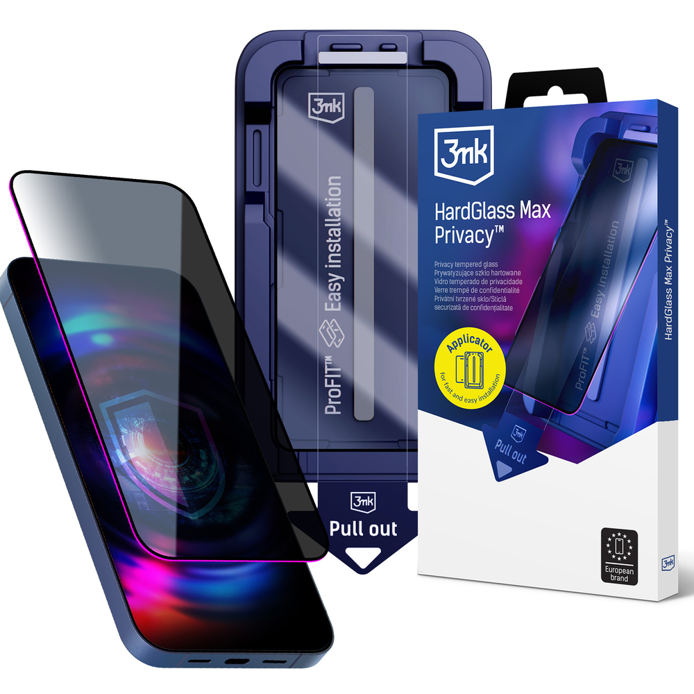 9H grūdintas stiklas su 3mk HardGlass Max Privacy filtru iPhone 15 Pro