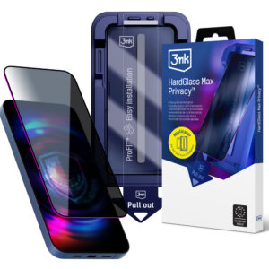 9H grūdintas stiklas su 3mk HardGlass Max Privacy filtru, skirtas iPhone 17 Pro Max
