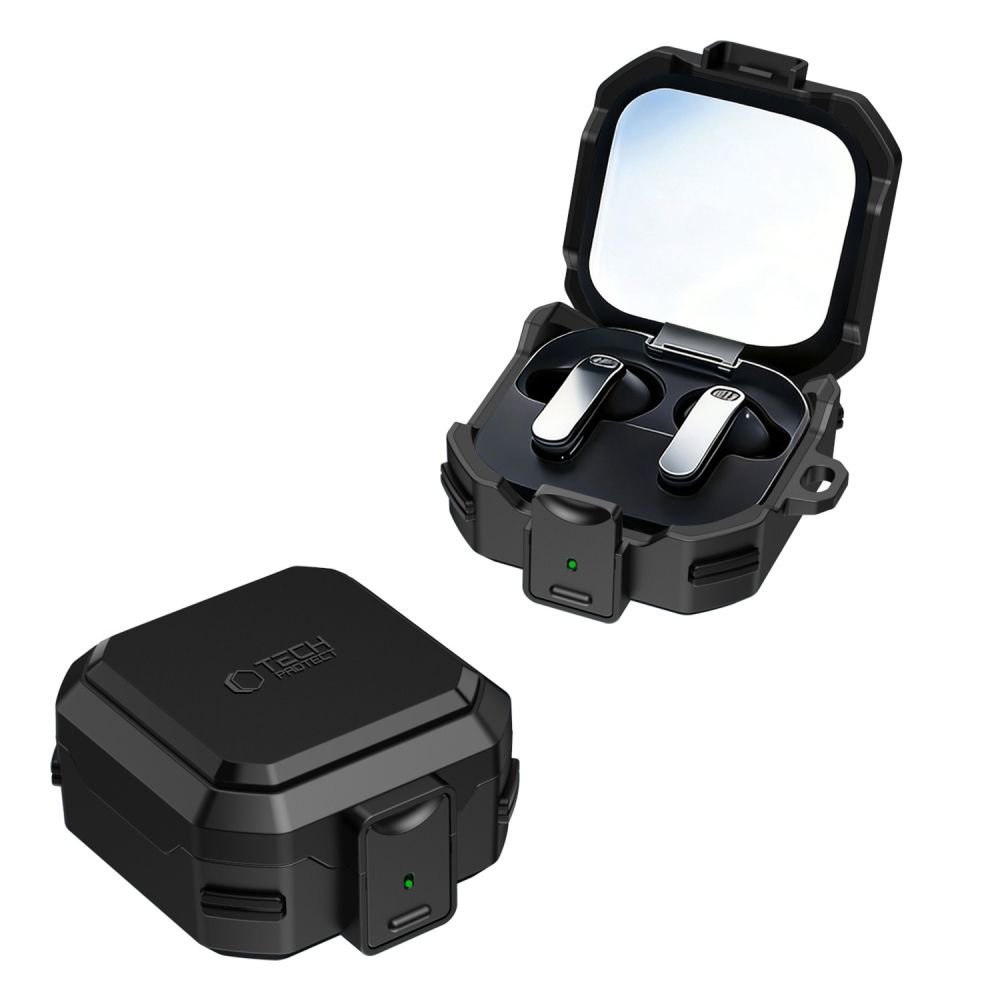Dėklas Tech-Protect Carbonox MagSafe Samsung Galaxy Buds 4 / Buds 4 Pro, juodas