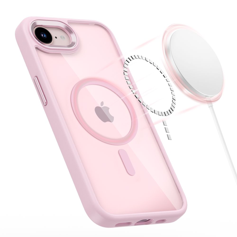 Dėklas Tech-Protect Magmat MagSafe iPhone 16e / 17e, rožinis/skaidrus
