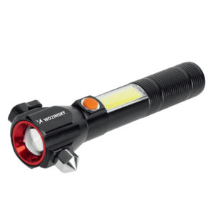 Wozinsky WLR-31 5W 500lm CREE 3 in 1 multifunkcinė žibintuvėlis su stiklo laužtuvų ir saugos diržo pjaustytuvu - juoda