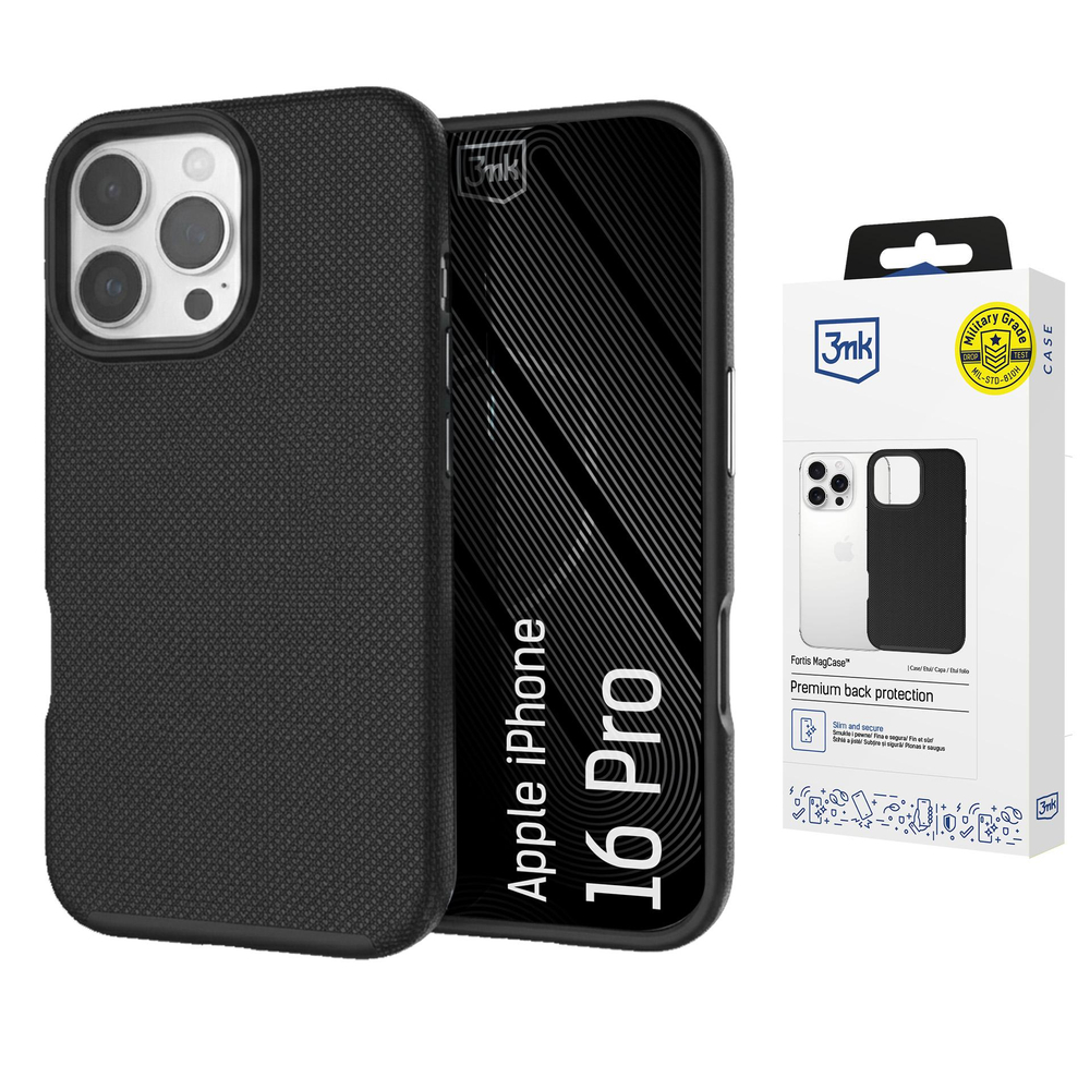 3mk Fortis MagCase skirtas iPhone 16 Pro - juodas