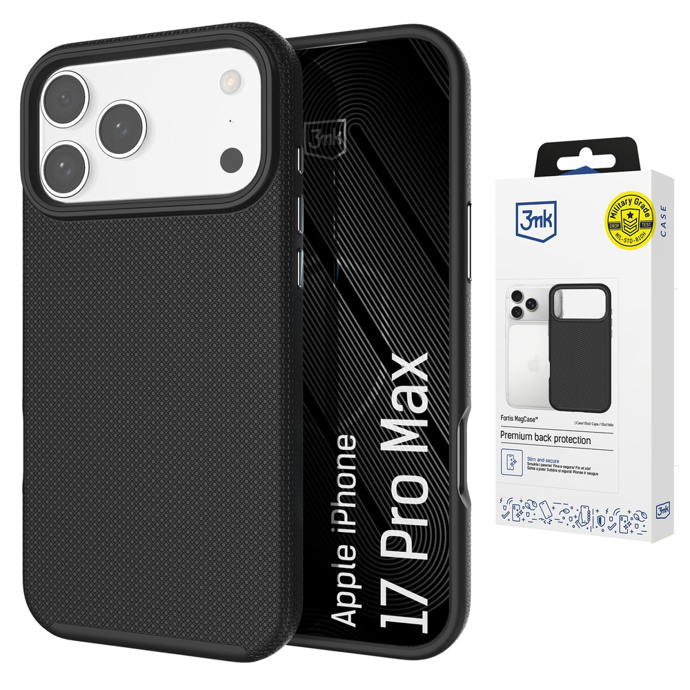 3mk Fortis MagCase skirtas iPhone 17 Pro Max - juodas