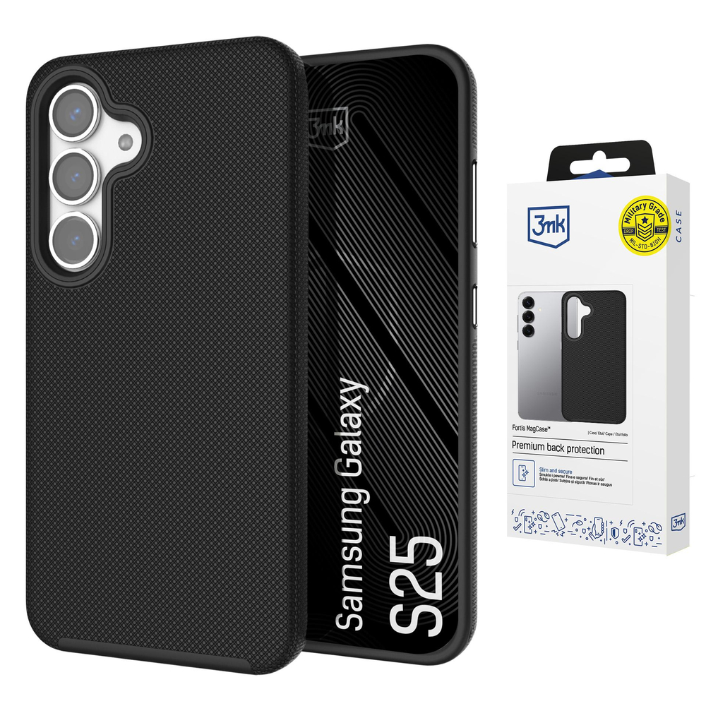 3mk Fortis MagCase skirtas Samsung Galaxy S25 - juodas
