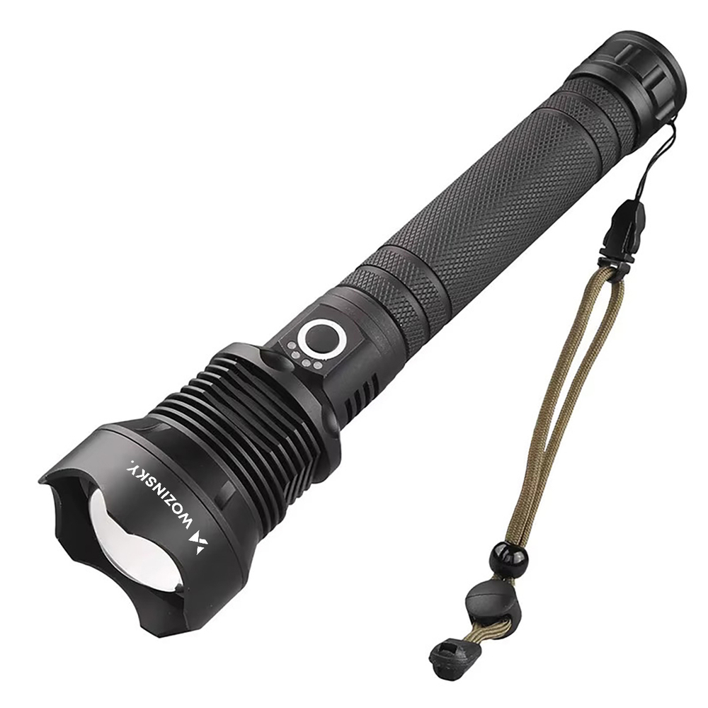 Wozinsky WLT-20W taktinis žibintuvėlis 20 W 2000 lm CREE diodai IP65 su reguliuojamu šviesos spinduliu - juodas