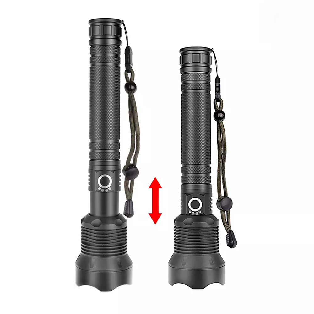 Wozinsky WLT-20W taktinis žibintuvėlis 20 W 2000 lm CREE diodai IP65 su reguliuojamu šviesos spinduliu - juodas