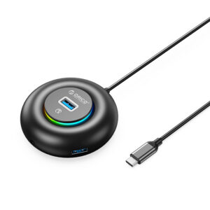 Orico YXR4-C3 RGB USB Hub 4 prievadų USB-A 3.0 su audio/mikrofoniniais prievadais 0.3m - Juoda