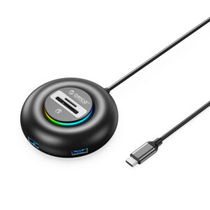 Orico YXR5-C3 RGB USB Hub 4 prievadų USB-A 3.0 su SD ir microSD skaitytuvu 1,8 m – Juoda