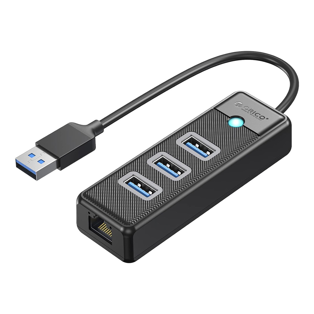 Orico PW3UR25-U3 USB stotelė 4-prievadai 3x USB-A 3.0 1x RJ45 2.5G Ethernet 1 m - juoda