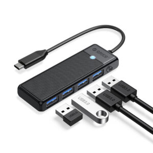 Orico PAPW4A-C3 USB šakotuvas, 4 prievadai, 4x USB-A 3.0, 0.15 m - juodas