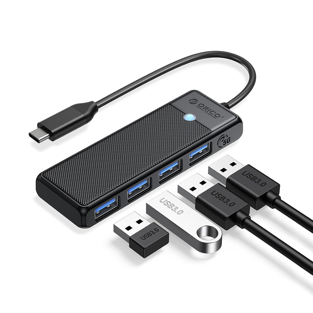 Orico PAPW4A-C3 USB šakotuvas, 4 prievadai, 4x USB-A 3.0, 0.15 m - juodas