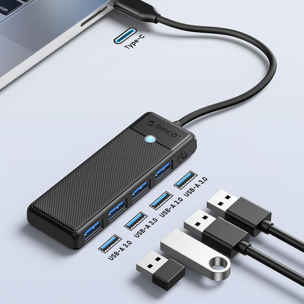 Orico PAPW4A-C3 USB šakotuvas, 4 prievadai, 4x USB-A 3.0, 0.15 m - juodas