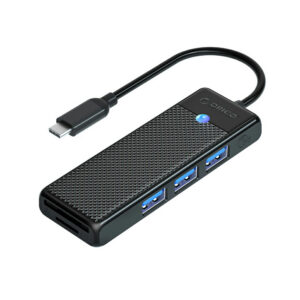 Orico PAPW3AT-C3 USB šakotuvas, 4 prievadai, 3x USB-A 3.0 su microSD/SD skaitytuvu, 1.8 m - juodas