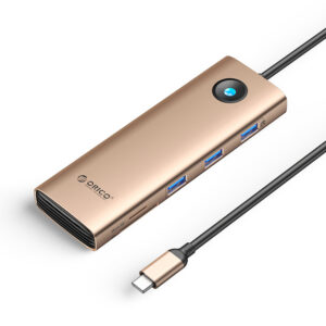 Orico PW11 9in1 USB-C dokavimo stotis 3x USB-A 3.0 1x USB-C PD 100 1x HDMI 4K 60Hz 1x VGA 1080P 60Hz 1x microSD/SD 1x RJ45 Gigabit Ethernet - Rose Gold