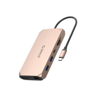 Orico XCR 12in1 USB-C Docking Station 2x USB-A 3.1 1x USB-A 2.0 1x USB-C PD 100W 1x USB-C 3.1 2x HDMI 2.0 4K 60Hz 1x DisplayPort 1.4 4K 60Hz 1x SD 3.0 1x microSD 3.0 1x RJ45 Gigabit Ethernet 1x CTIA audio 3.5mm - Rožinis auksas