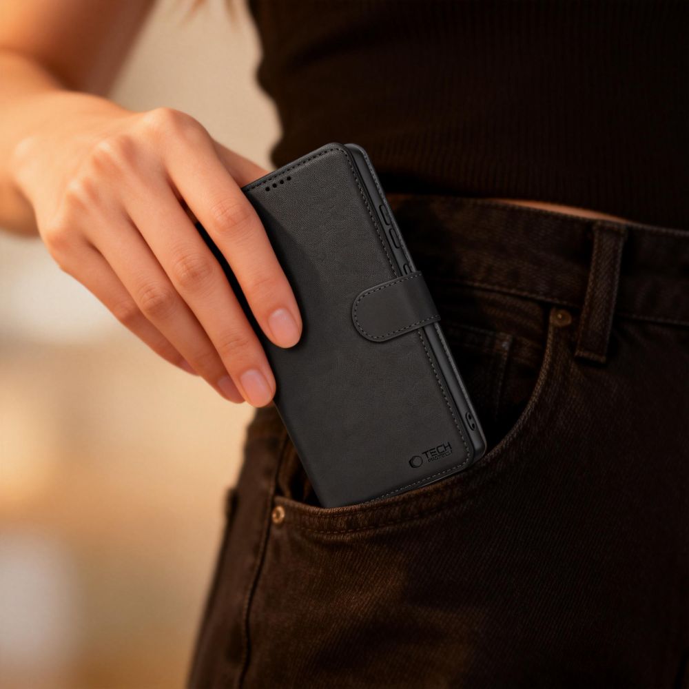 Dėklas Tech-Protect Wallet Motorola Moto G67 / G77 / G87, juodas