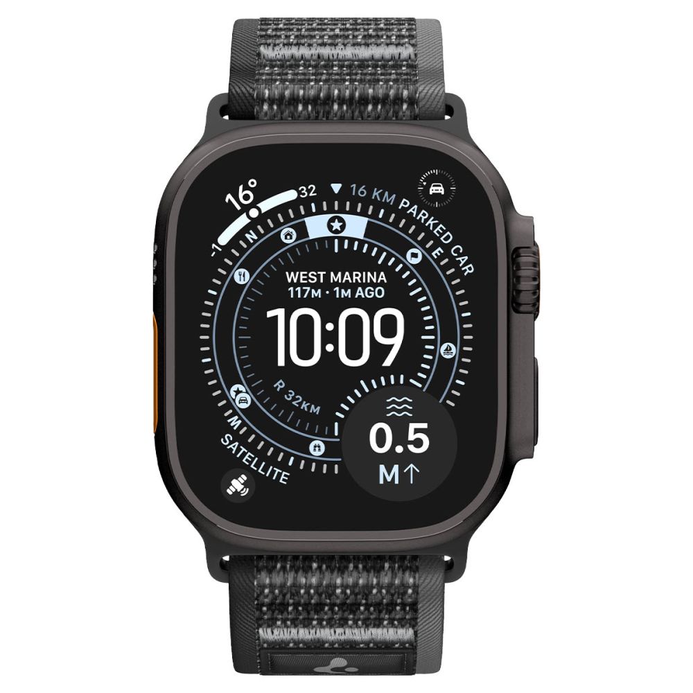 Dirželis Spigen Athlex Air 2 Apple Watch 8 / 9 / 10 / 11 / SE / Ultra (44 / 45 / 46 / 49 mm), juodai pilkas
