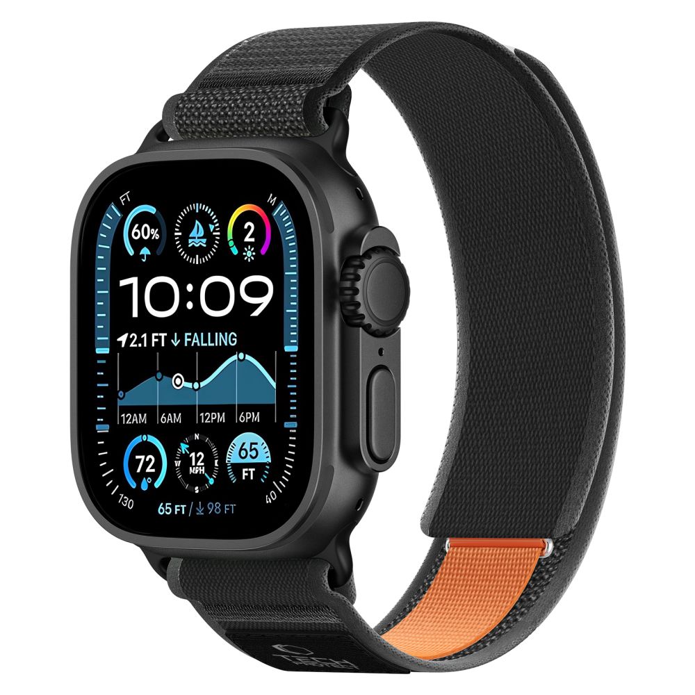 Dirželis Tech-Protect Nylon Elite Apple Watch 8/9/10/11/SE/Ultra (44/45/46/49 mm), juodas/oranžinis