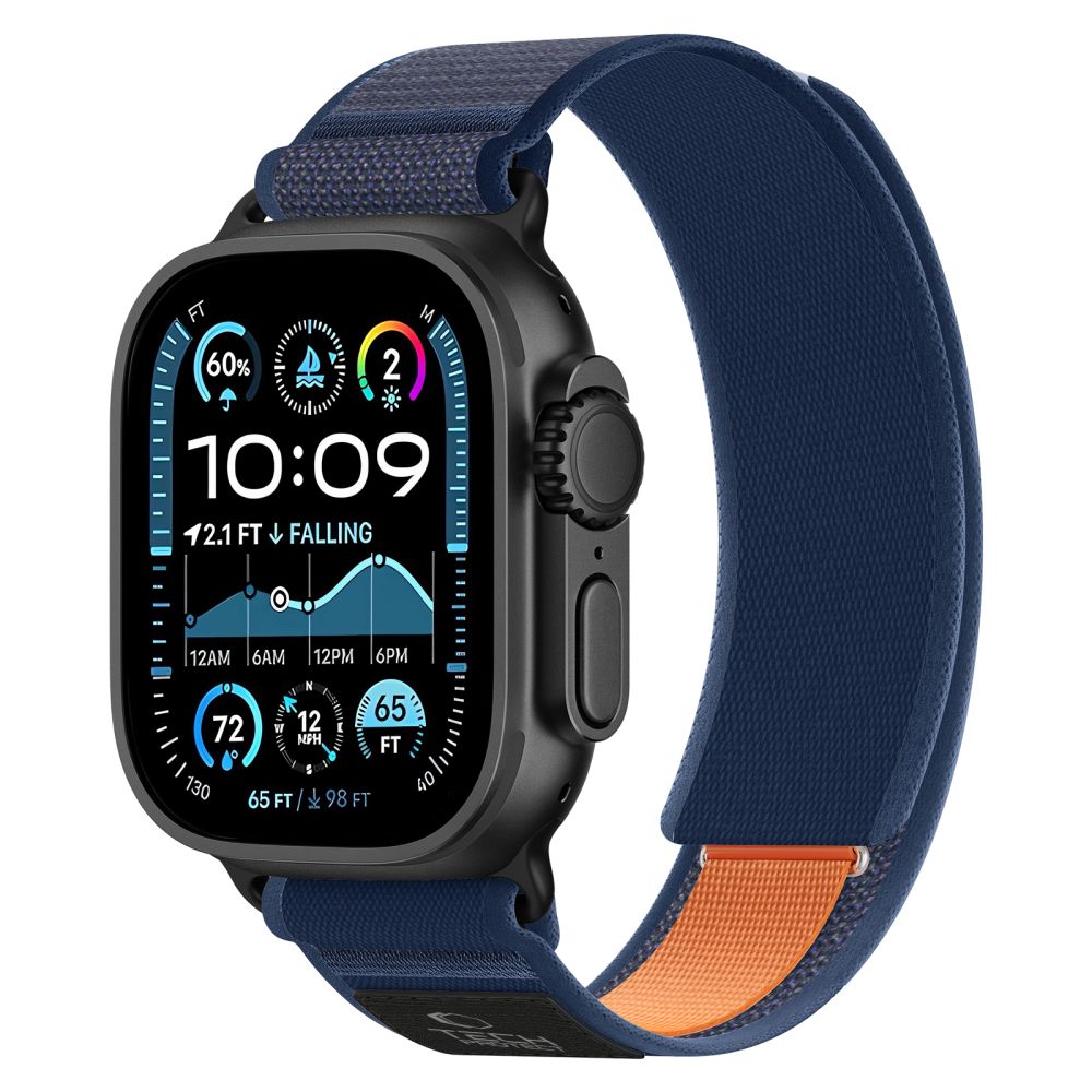 Dirželis Tech-Protect Nylon Elite Apple Watch 8 / 9 / 10 / 11 / SE / Ultra (44 / 45 / 46 / 49 mm), tamsiai mėlynas / oranžinis