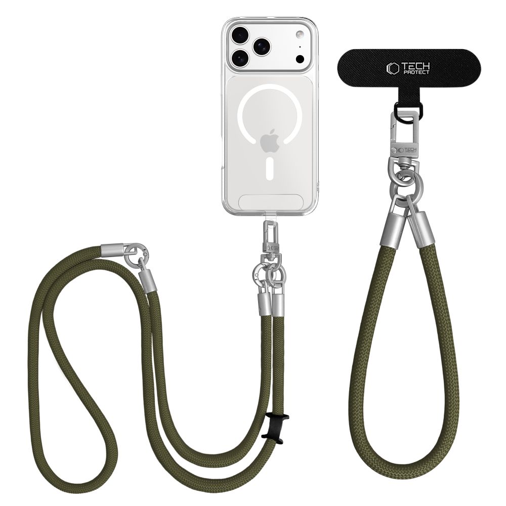 Dirželis Tech-Protect C10S Rope Crossbody & Wrist, alyvuogių žalios/titaninės spalvos