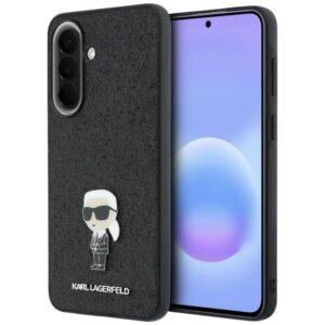Karl Lagerfeld Fixed Glitter Ikonik Logo Metal Pin dėklas Samsung Galaxy A37 5G - juodas