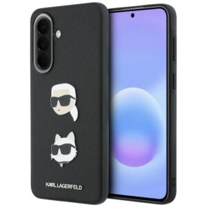 Karl Lagerfeld w/ Karl&Choupette Heads Pins&Logo dėklas Samsung Galaxy A57 5G - juodas
