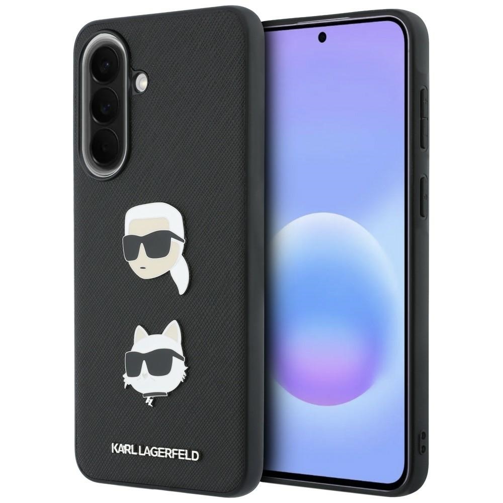 Karl Lagerfeld w/ Karl&Choupette Heads Pins&Logo dėklas Samsung Galaxy A57 5G - juodas