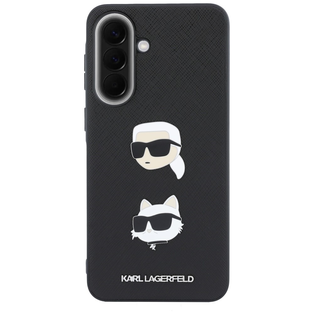 Karl Lagerfeld w/ Karl&Choupette Heads Pins&Logo dėklas Samsung Galaxy A57 5G - juodas