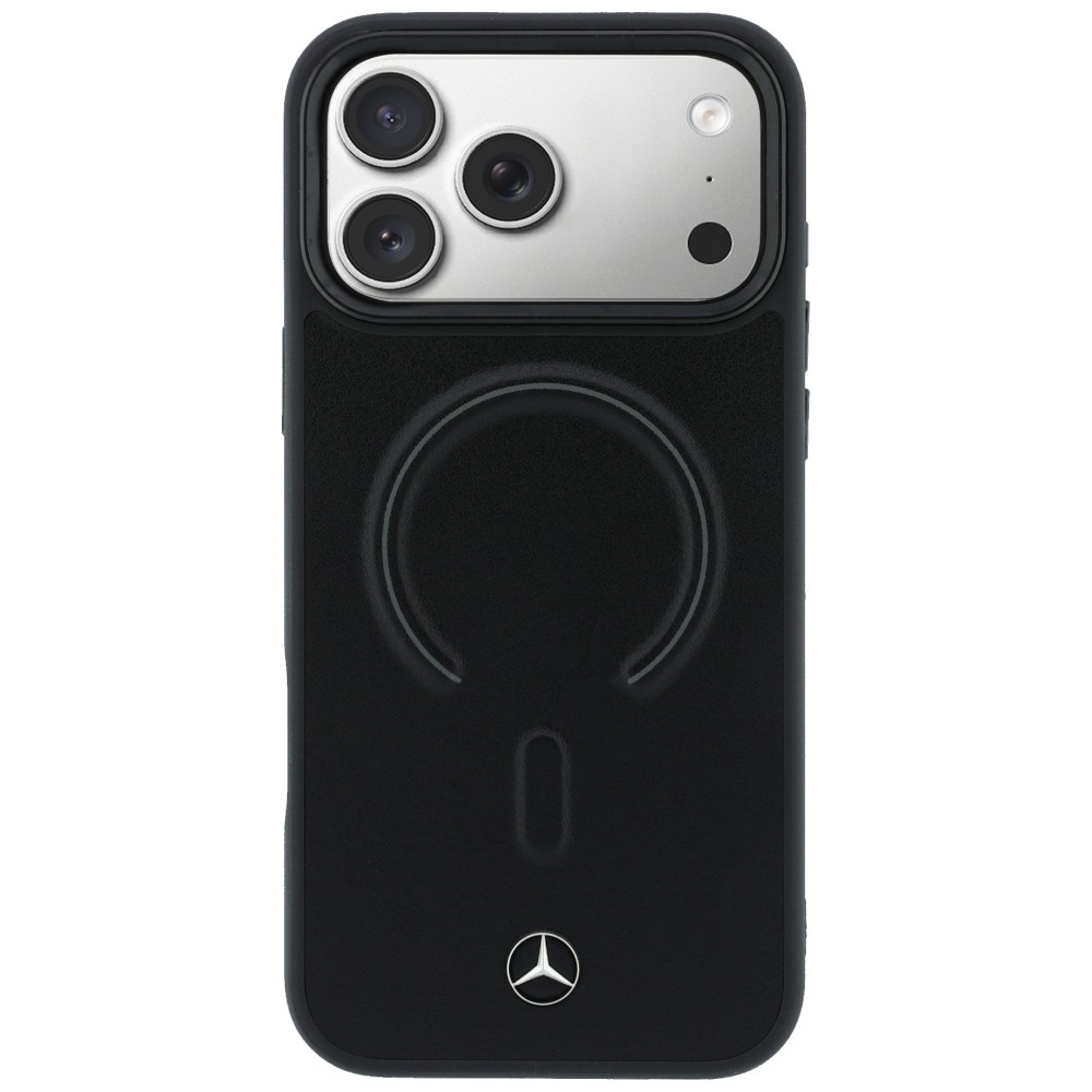 Mercedes Leather 3D MagSafe dėklas iPhone 17 Pro - juodas