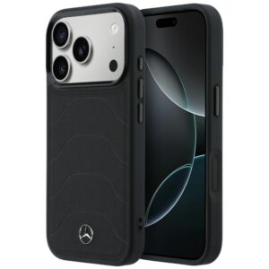 Mercedes Leather Mesh with Bow Line MagSafe dėklas iPhone 17 Pro - juodas