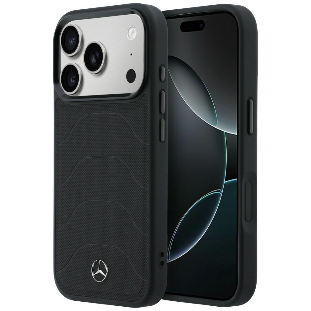 Mercedes Leather Mesh with Bow Line MagSafe dėklas iPhone 17 Pro - juodas