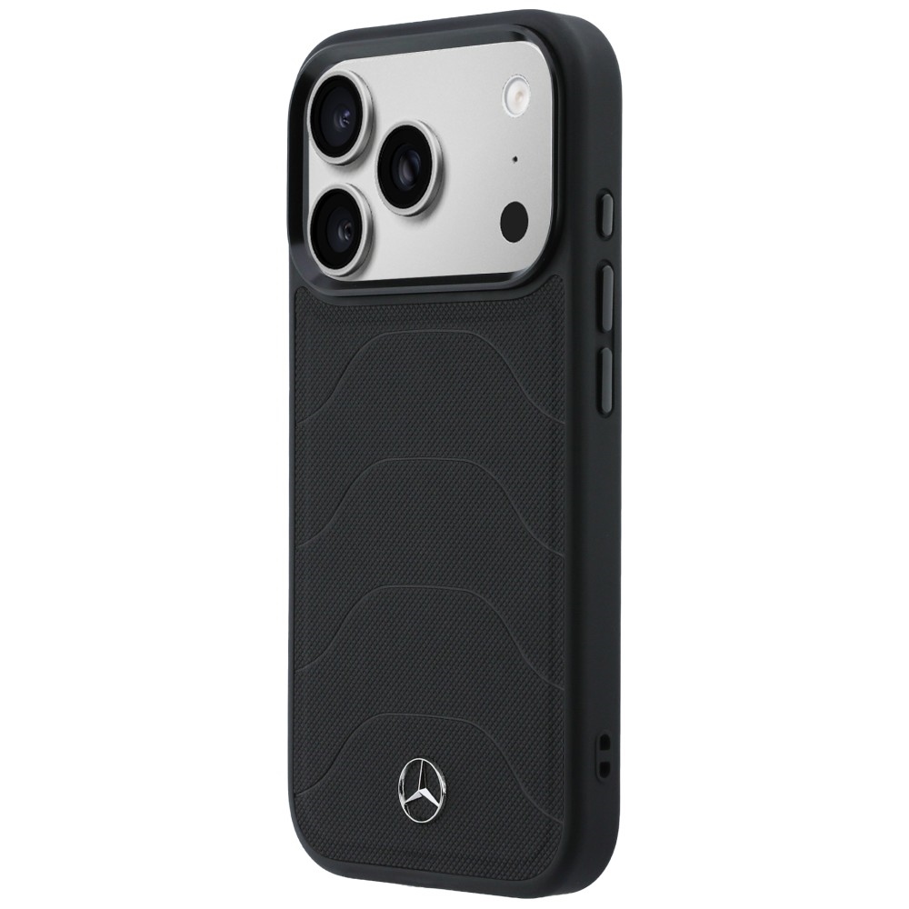 Mercedes Leather Mesh with Bow Line MagSafe dėklas iPhone 17 Pro - juodas