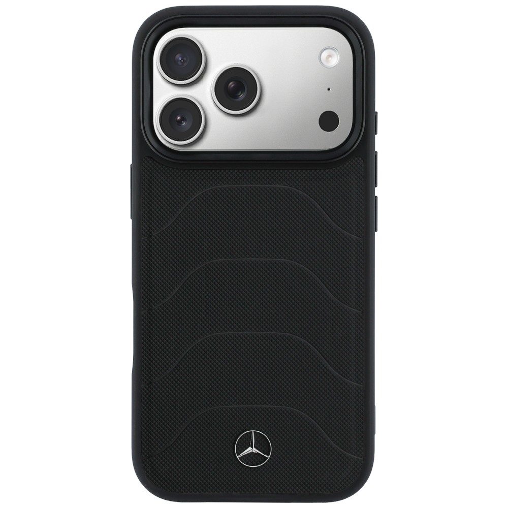 Mercedes Leather Mesh with Bow Line MagSafe dėklas iPhone 17 Pro - juodas