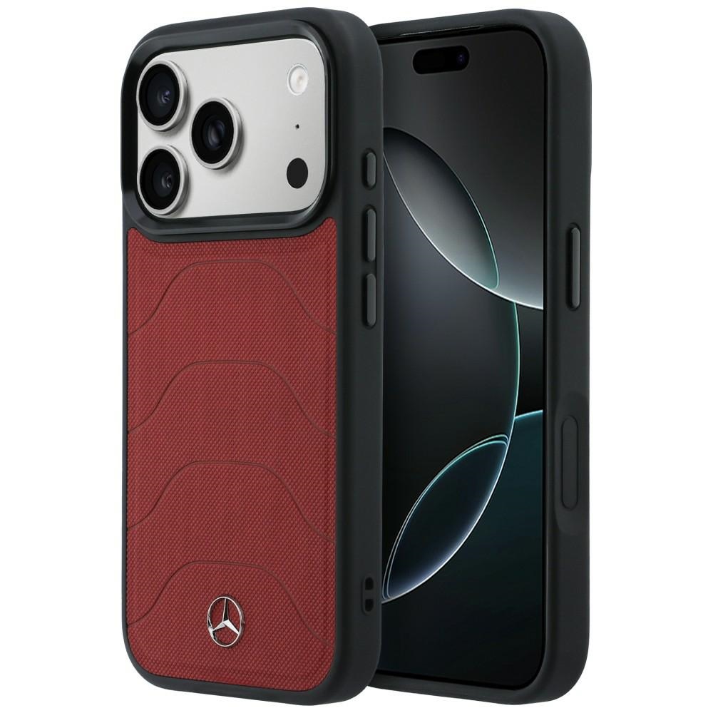 Mercedes Leather Mesh with Bow Line MagSafe dėklas iPhone 17 Pro - raudonas