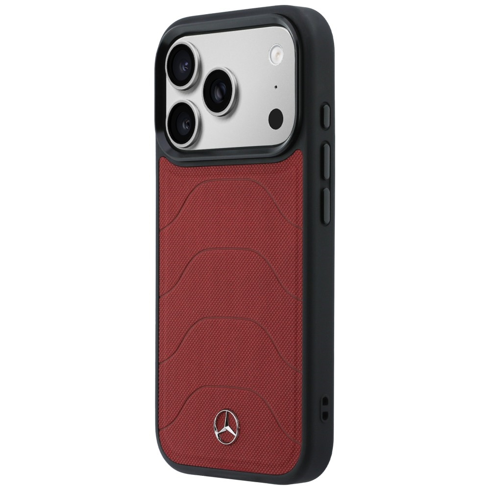 Mercedes Leather Mesh with Bow Line MagSafe dėklas iPhone 17 Pro - raudonas