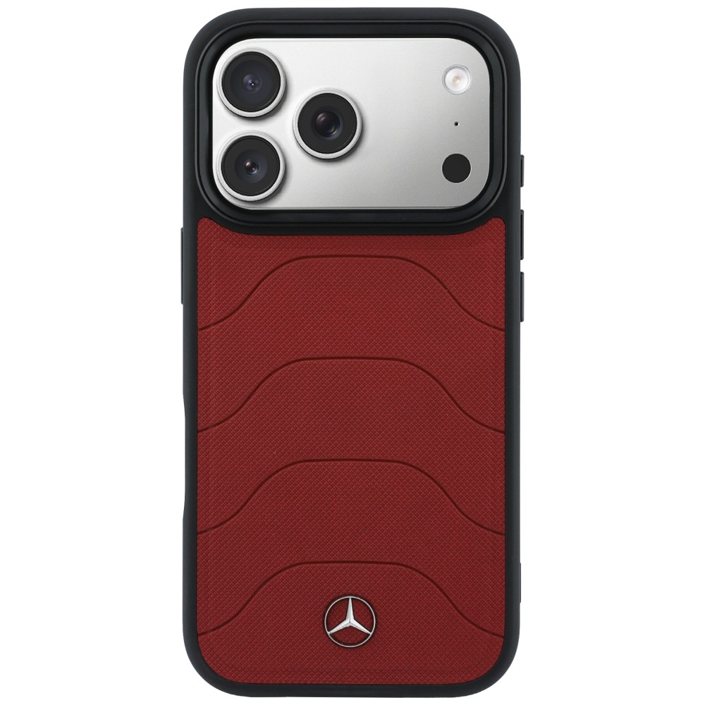 Mercedes Leather Mesh with Bow Line MagSafe dėklas iPhone 17 Pro Max - raudonas