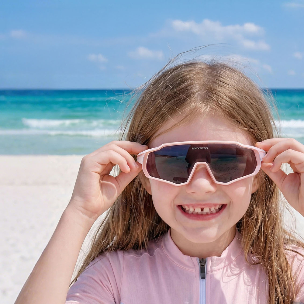 Rockbros SP383 Photochromic dviračių akiniai su UV400 apsauga vaikams - rožiniai