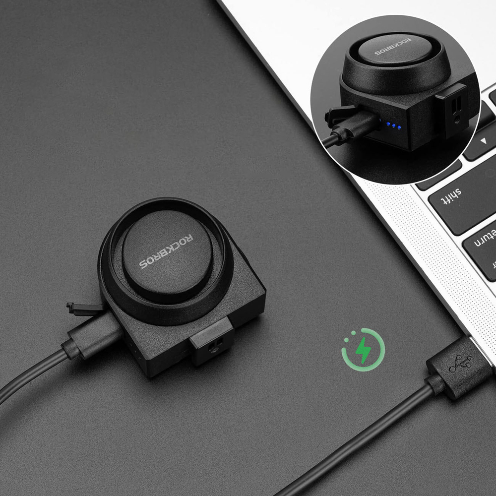Rockbros A2 Dviračio skambis su 115 dB aliarmą ir USB-C nuotoliniu valdymu - Juodas