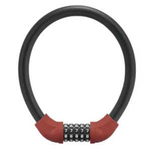 Rockbros RKS570-RD dviračio spyna su kodu, plieno kabelis, 55 cm - juoda ir raudona