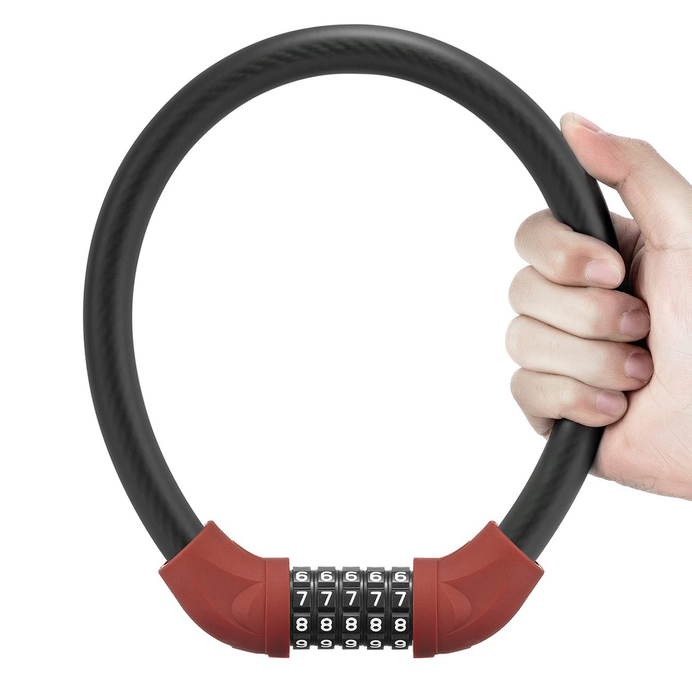 Rockbros RKS870-RD dviračio spyna su kodu, plieno kabelis, 85 cm - raudona